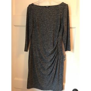 Chaps Charcoal long sleeve wrap dress